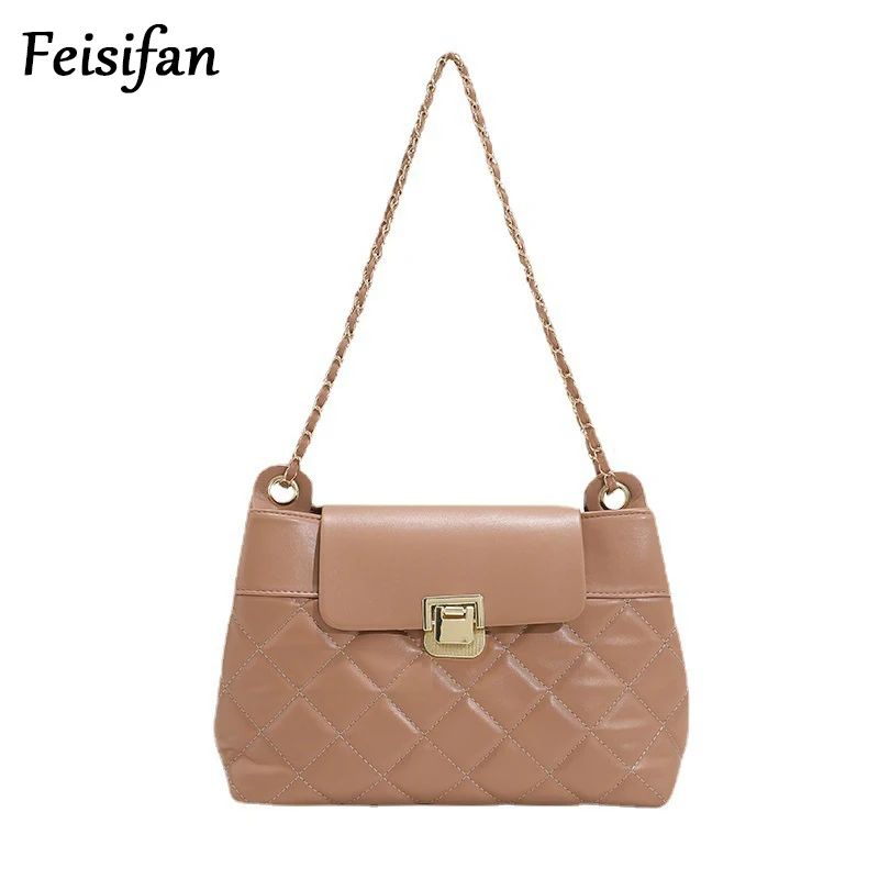 

Retro Lingge Chain Bag New Bags for Women Fashion Leather Solid Color Shoulder Bag Handbags Purses Satchels Bolsa Feminina Gifts