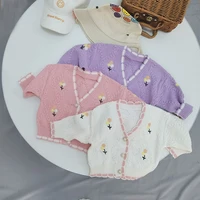 2022 autumn winter girl infant knitted cardigan diamond princess sweater boy baby cotton long sleeve tops children flower coat