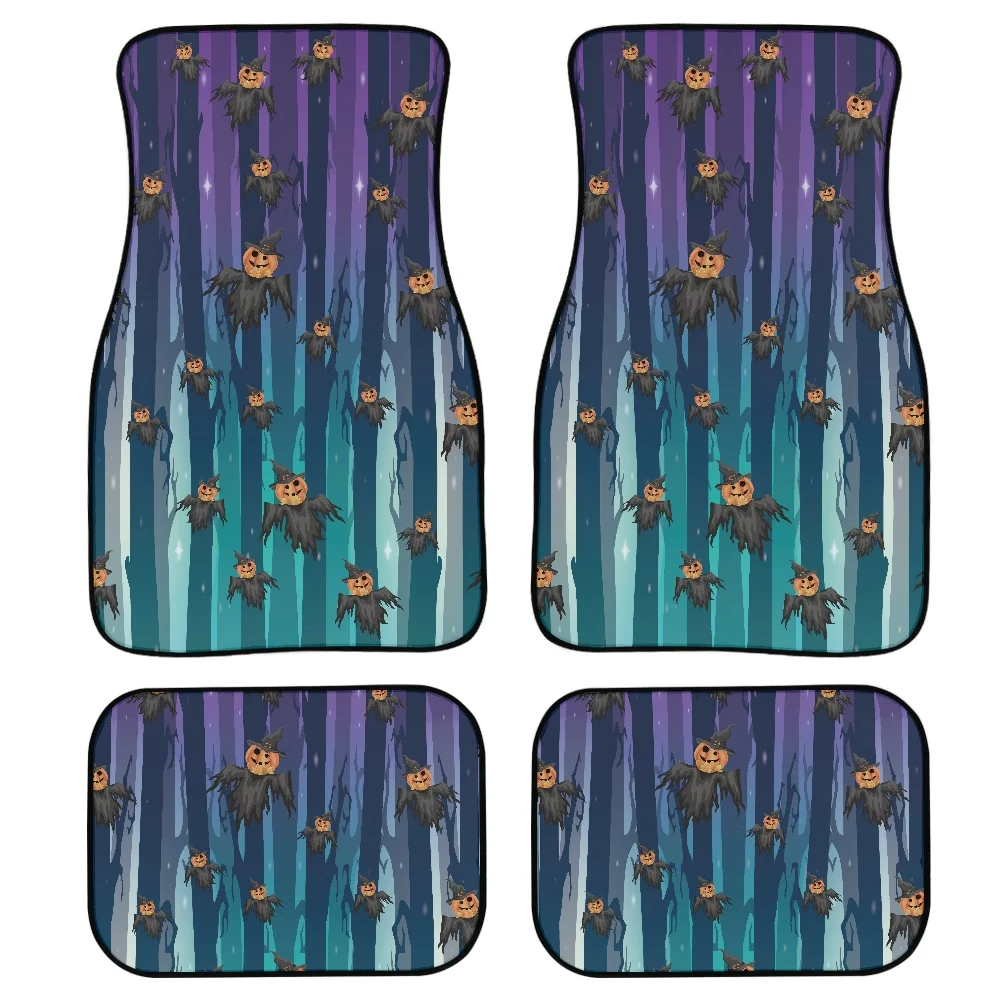 

4x Front Rear Car Floor Mat Anti Slip Dustproof Waterproof Foot Pads Protector Interior Accessories Halloween Decoration Pumpkin