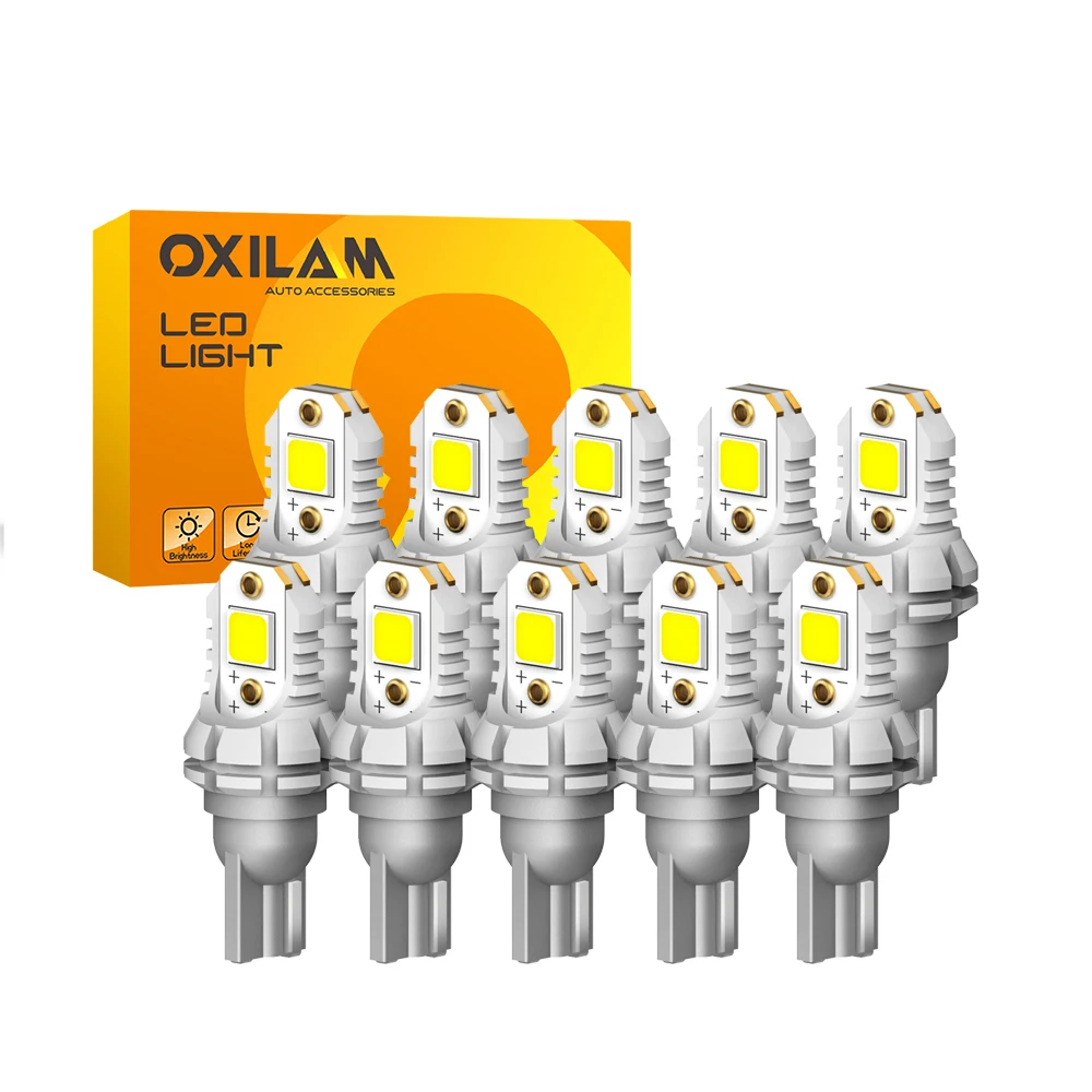 

OXILAM 10Pcs 1400LM Canbus T15 912 921 W16W LED Light Bulb T16 LED Back Lamp No Error 12V 9W 360 Degree 6500K 5050 SMD Mini Size