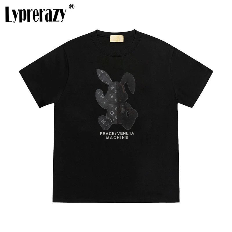 

Lyprerazy Tide брендовая футболка с коротким рукавом с принтом кролика летние хлопковые хиппи мужские топы футболки