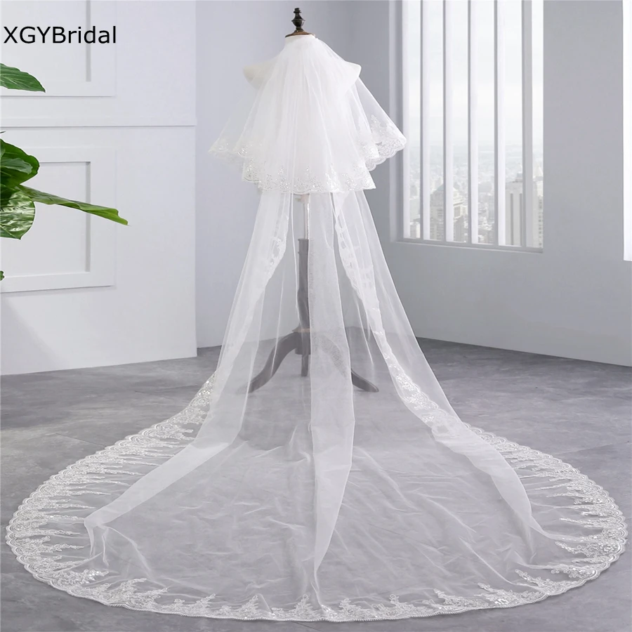 

Wholesale White Ivory Cathedral Wedding veils velo welon Bridal veil for bride wedding accessories vestidos de novia