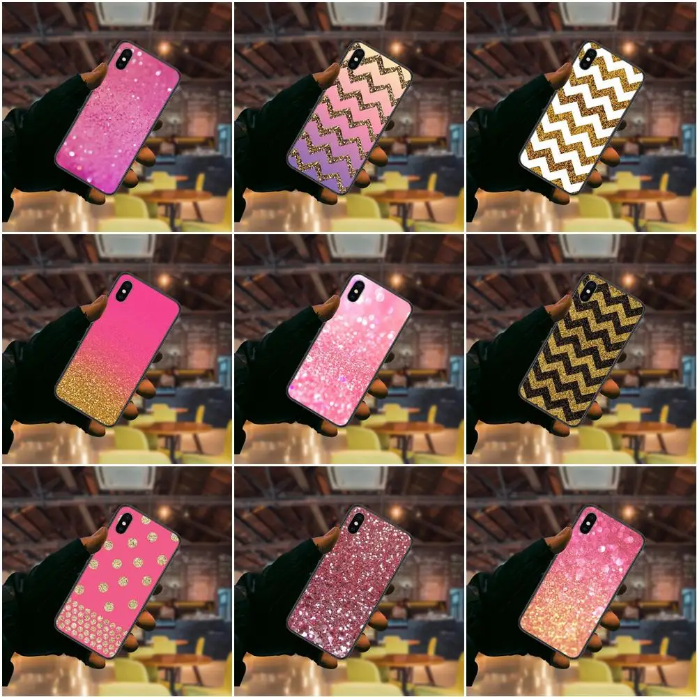 

Soft Mobile Phone Cases Gold Pink Glitter For Kid For Huawei Mate 9 10 20 20X 30 40 40E Lite Pro + 4G 5G