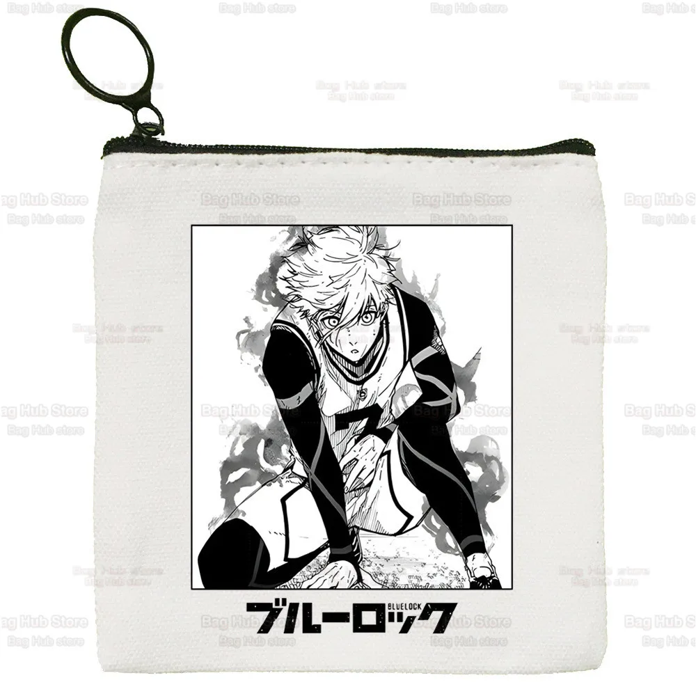 Blue Lock Isagi Yoichi Anime Coin Purse Female Fabric Small Purse Mini Clutch Bag Cute Canvas Key Case Coin Purse