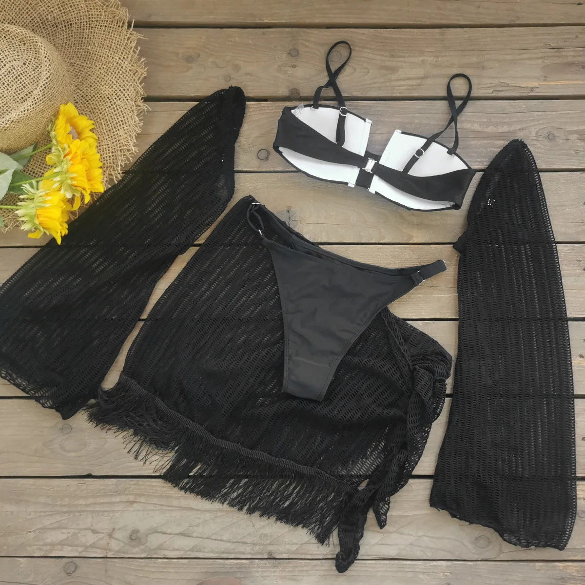 2025 Sexy Bikini Fringed Skirt Lace Swimwear Cover Up Beach Dress Women Summer Ladies Crossover Bathing Suit Wear