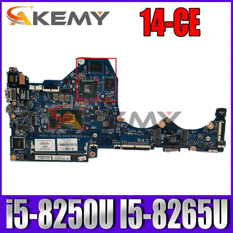

Akemy DA0G7AMB6D0 mainboard For HP 14-CE 14-CE0597SA Notebook Laptop motherboard fully Tested W/ i5-8250U I5-8265U CPU + GPU