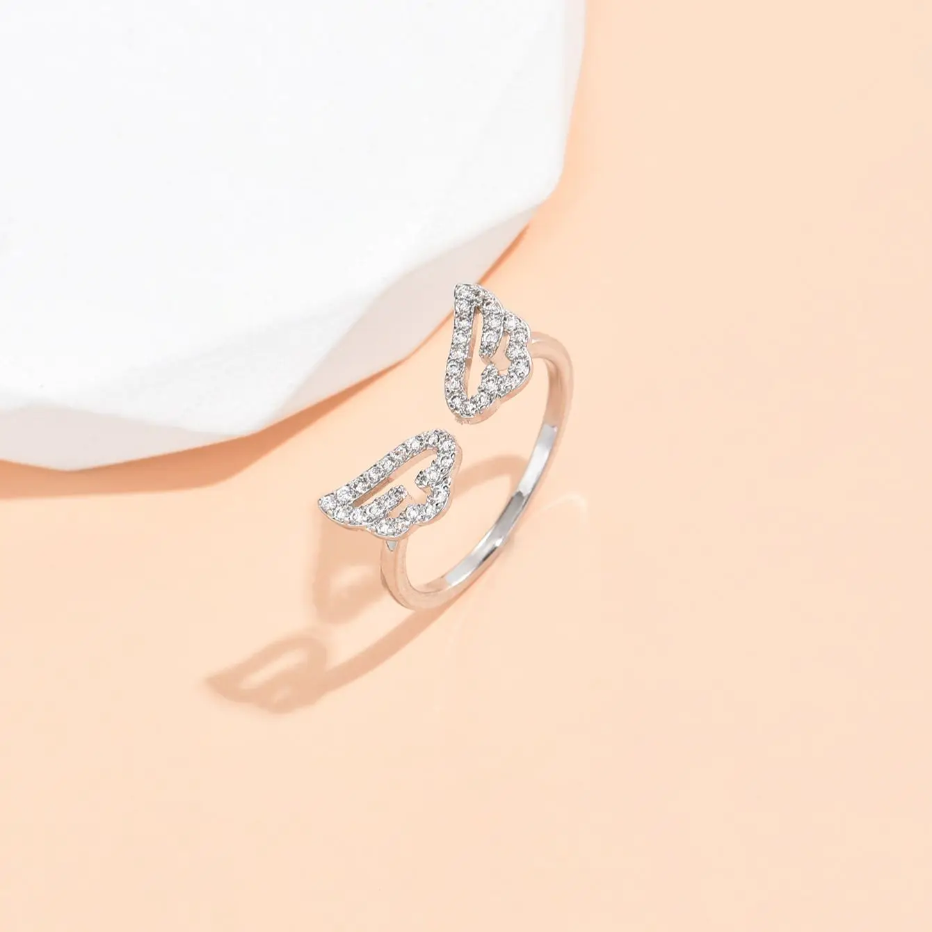 

New Products 2022 Wings shaped Open Ring - White K Fashion Women's Gifts Opening Ring