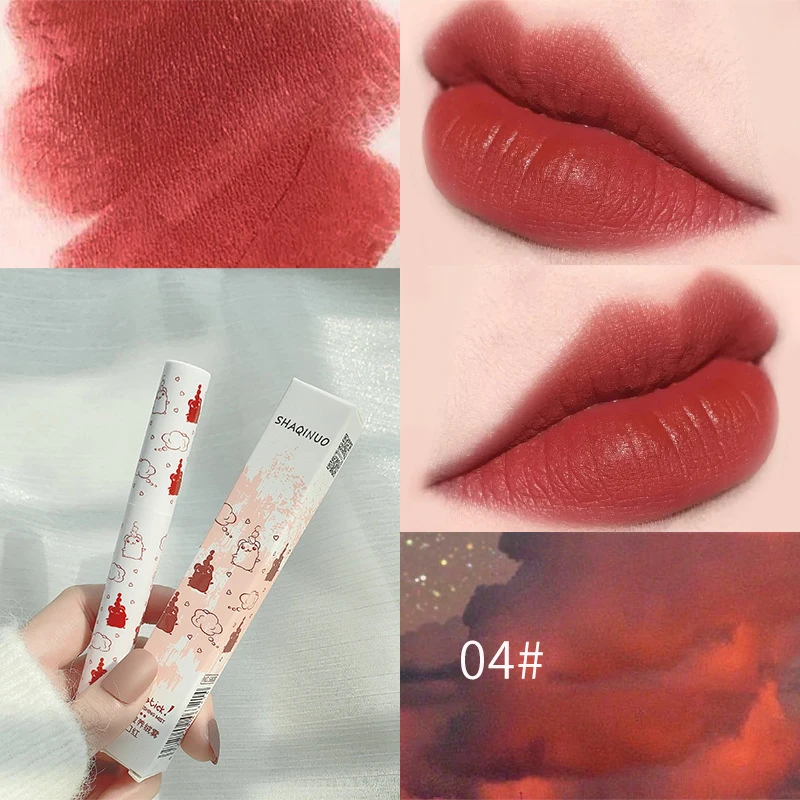 

Retro Makeup Lipstick Lip Love Moisturizing Velvet Mist Character Bear Velvet Lip Glaze Waterproof Non-Stick Cup --1 Stick