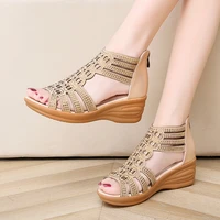 2022 women sandals shoe luxury gladiator fish mouth crystal pumps designer wedges hollow party chaussure