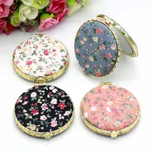 TSHOU491 Mini Makeup Compact Pocket Floral Mirror Portable Two-side Folding Make Up Mirror Women Vintage Cosmetic Mirrors For