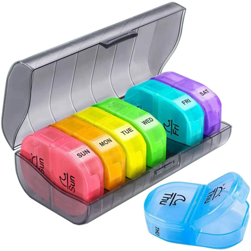 

Weekly Pill Organizer 2 Times 7 Day AM PM Pill Box With Large BPA Free Pill Case For Vitamins, Fish Oils, Supplements