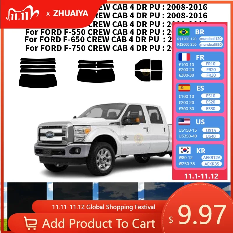 

Нанокерамическая Автомобильная УФ-пленка Precut для окон, автомобильная пленка для окон для FORD F-450 CREW CAB 4 DR PU 2008-2016