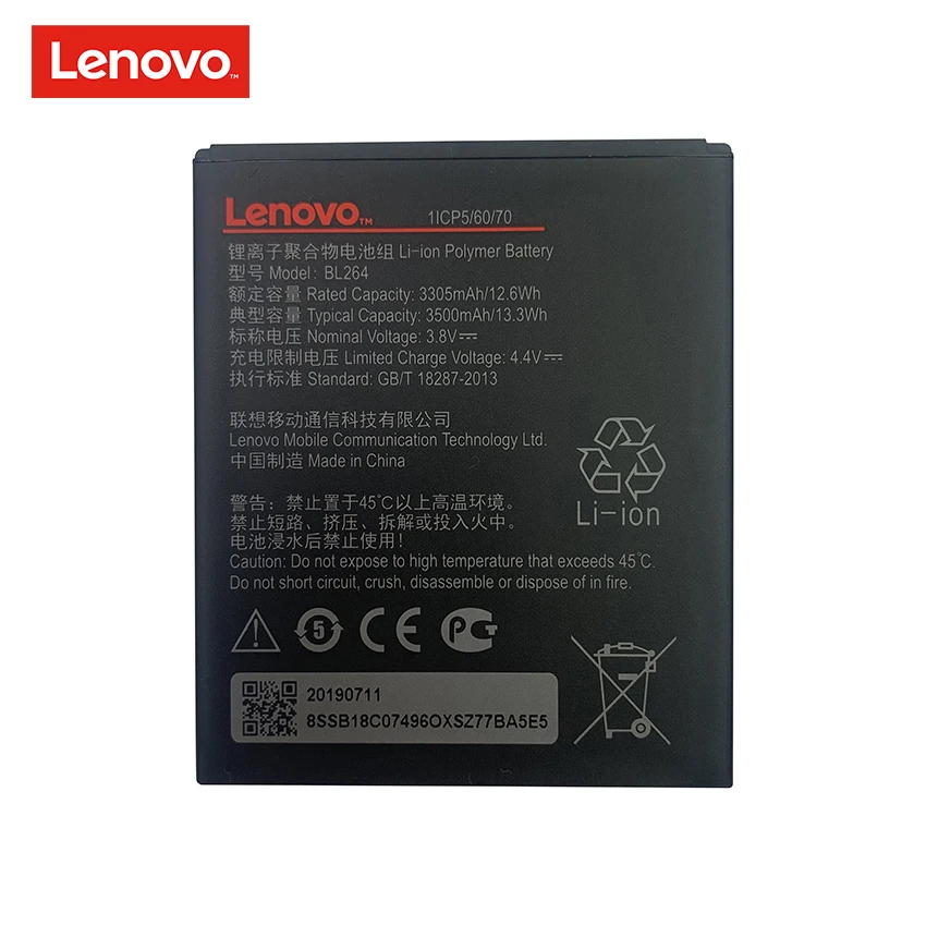 100 original 3500mah bl264 replacement battery for lenovo vibe c2 power k10a40 s120 161203 mobile phone batteries bateria free global shipping