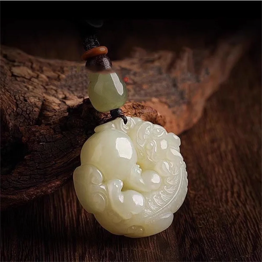 Природная резьба Нефритовая безопасная пряжка монетница передача богатства