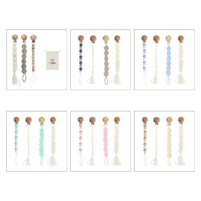 

Зажим для соски ручной работы, вязанный крючком, манекен, веревка, силиконовый зажим для бусин, подарок для ребенка при зубов