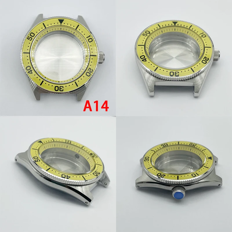 Watch Modify Parts 42.6mm Stainless Steel SBDC053 Watch Case Yellow Rotating Bezel Sapphire Crystal Fit NH35/36 Movement