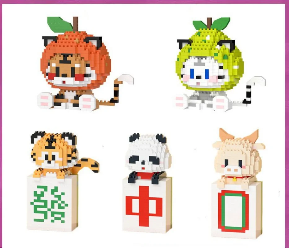 

Конструктор «Оранжевый Тигр», панда, тигр, маджонг, микро-кирпичи, игрушка для детей, подарок, мини-кубики