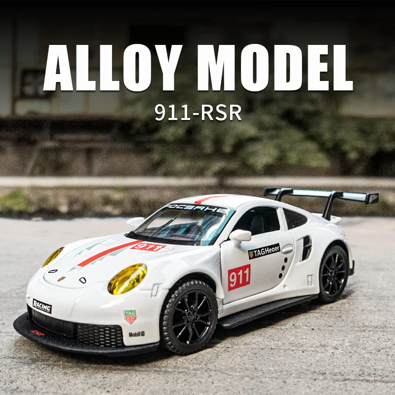 

1:32 Porsches 911 RSR Alloy Racing Car Model Diecasts Metal Toy Vehicles Car Model Sound and Light Collection Childrens Toy Gift