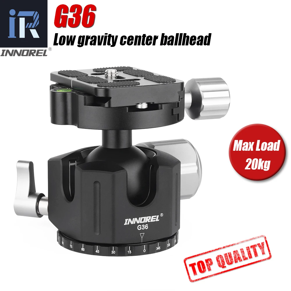 

G36 Professional Tripod Head Low Gravity Center CNC Ball Head 360° Panoramic Arca Swiss Double U Notch Ballhead for DSLR Camera