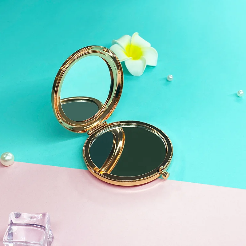 Portable Doublesided Metal Makeup Mirror Compact Rose Gold/Silver/Golden Color Foldable Cosmetic Pocket Mirrors images - 6