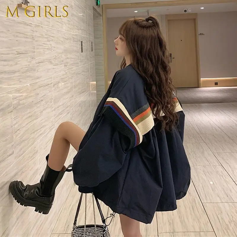 

M GIRLS Basic Jackets Autumn Popular Korean Style Zipper Loose Streetwear Bf Ulzzang Harajuku Retro Outwear Students Chic New