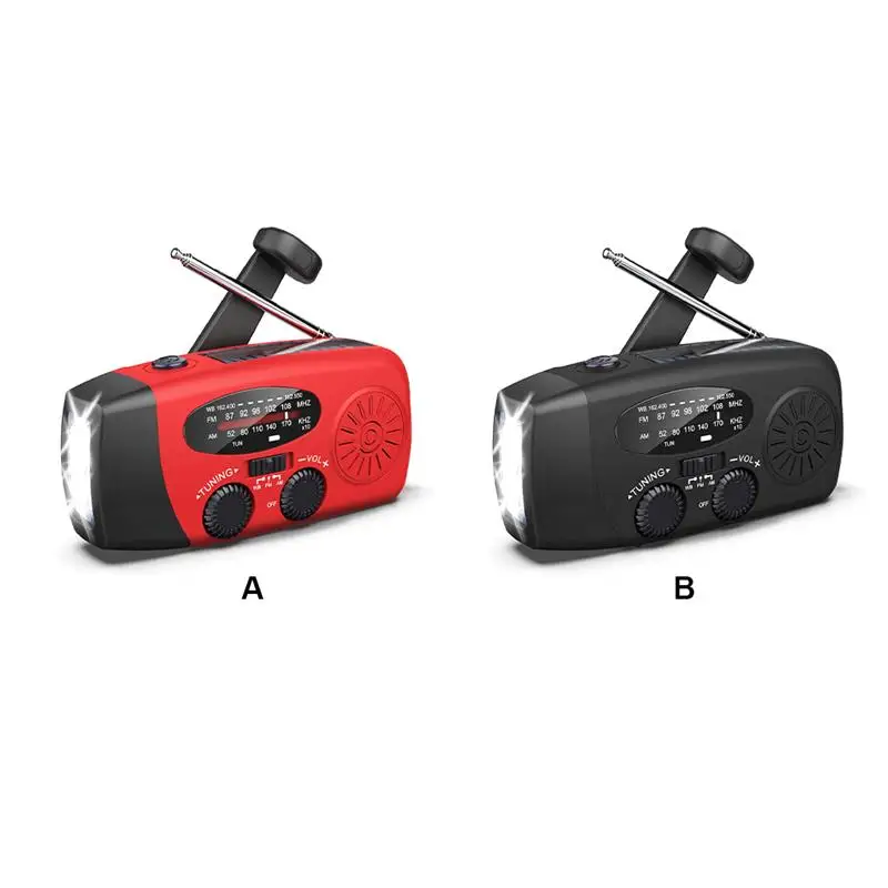 weather radio telescopic antenna hand crank solar rechargeable ipx3 outdoor led flashlight speaker emergency phone charger free global shipping