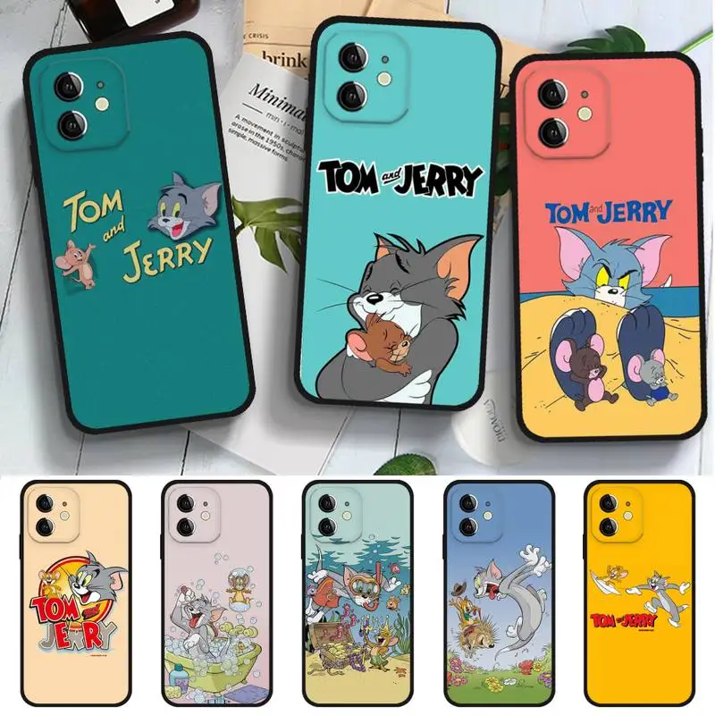 

Disney Cartoon Tom And Jerry Phone Case For IPhone 13 12 11 Pro Max Mini Xs X Xr 7 8 6 6s Plus Se 2020 Black Soft Silicone
