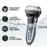 kemei electric shaver for men reciprocating razor storage bag rechargeable lcd display beard trimmer sideburns cutter machine