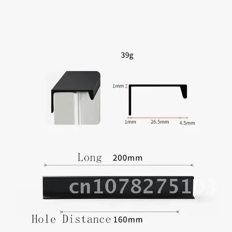 Ручки ручки скрытые квадратные мебельные шкафы черные простые стальные