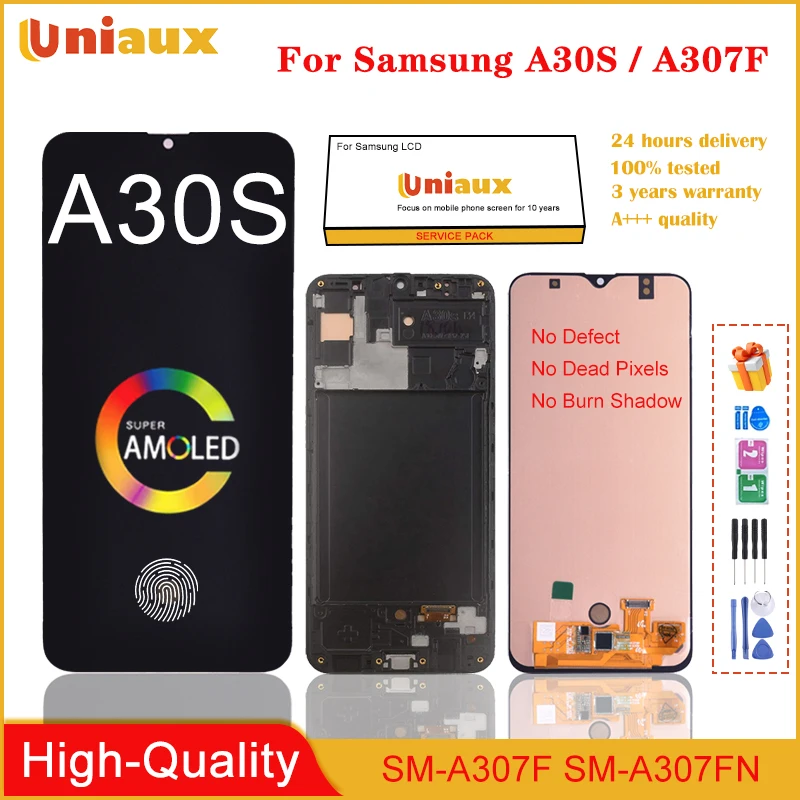 ЖК-дисплей AMOLED для SAMSUNG GALAXY A30s A307F A307 A307FN A307GN с сенсорным экраном и дигитайзером в