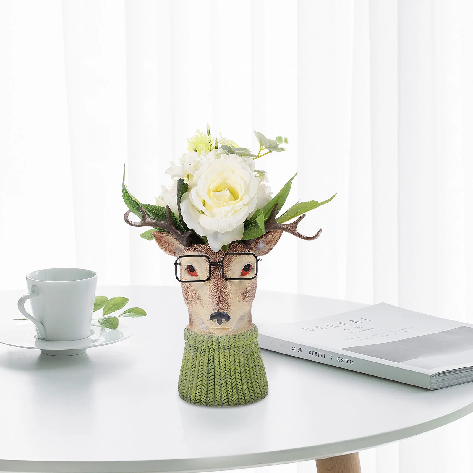 

Настольный цветочный горшок, бонсай, контейнер для оленей, цветочный горшок, подставка для сада, искусственная керамическая смола, фигурка ...