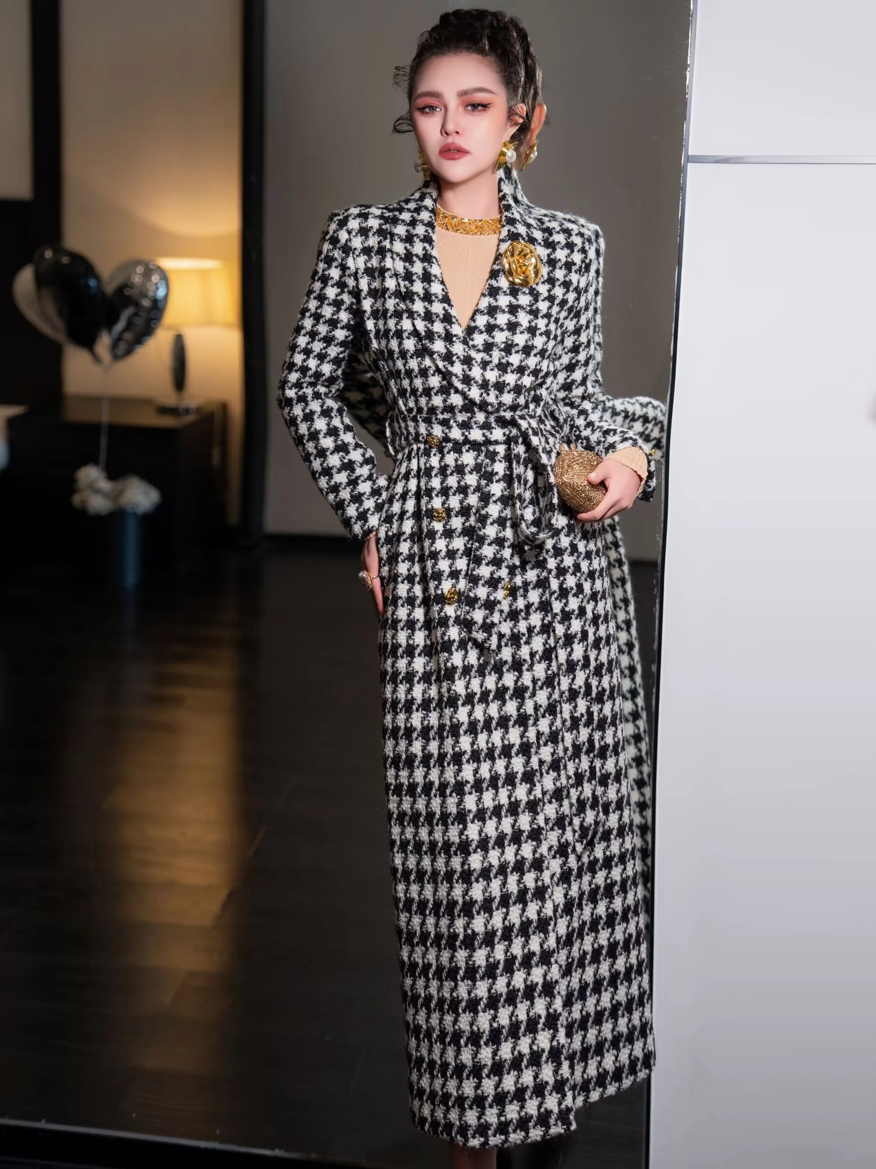 SEQINYY элегантное длинное пальто осень-зима новый модный дизайн женский подиум High