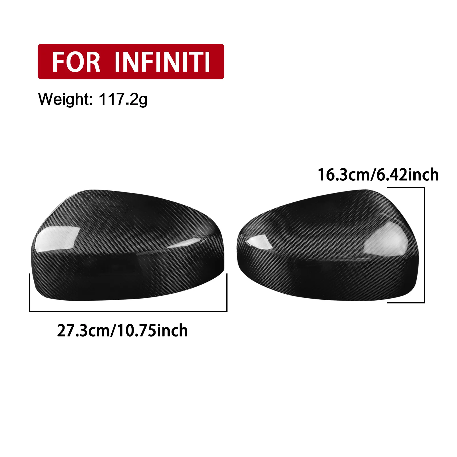 Фото Для Infiniti QX70, FX35, FX37, EX25, EX35 2009-2013: накладки на зеркала заднего вида из карбона, автомобильные аксессуары №5