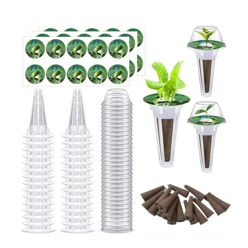

Garden Accessories Plant Pod Kit Including Grow Baskets, Transparent Insulation Lids, Plant Grow Sponges, Labels