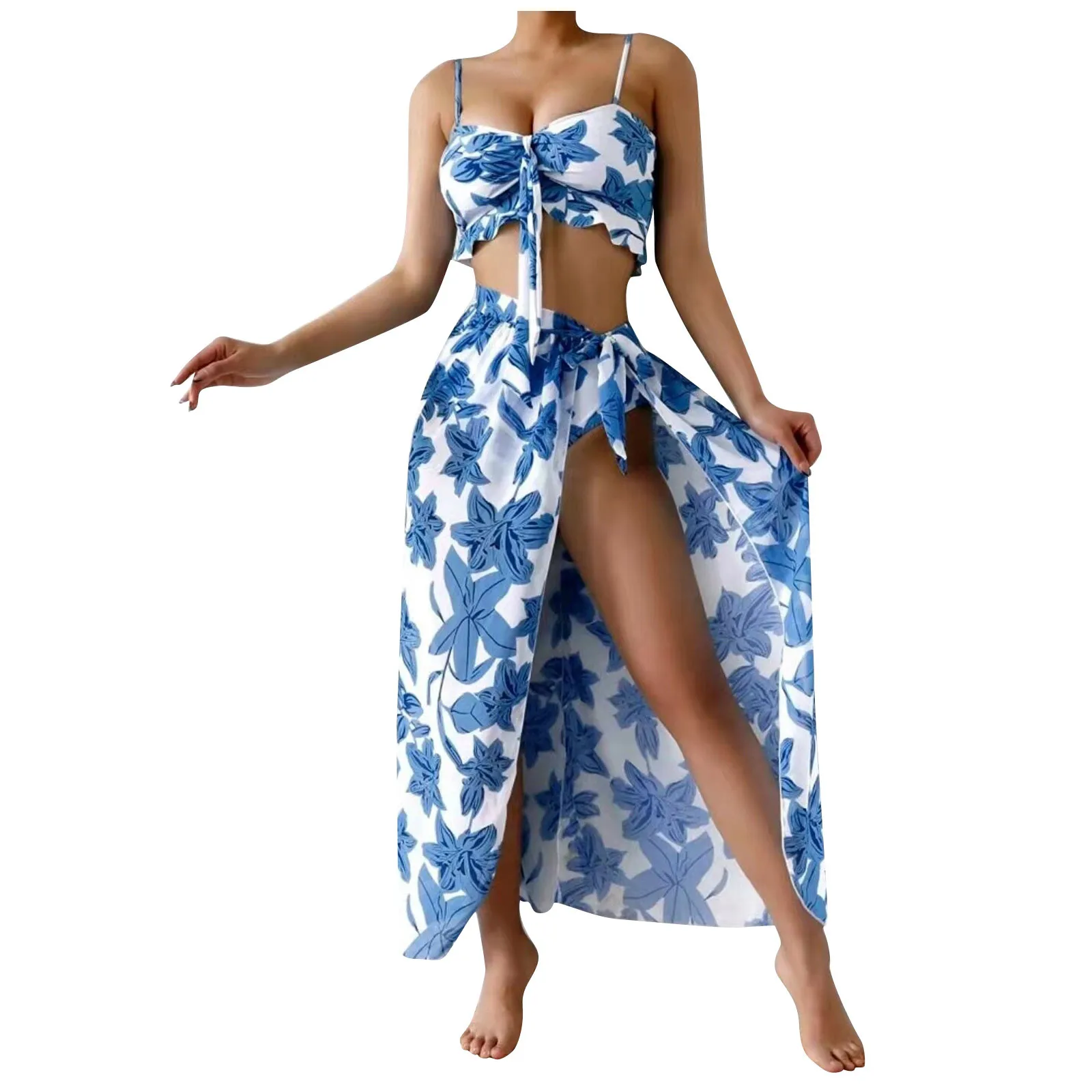 

Модный женский длинный купальник бикини с высокой талией и разрезом, повседневный купальник, большие размеры