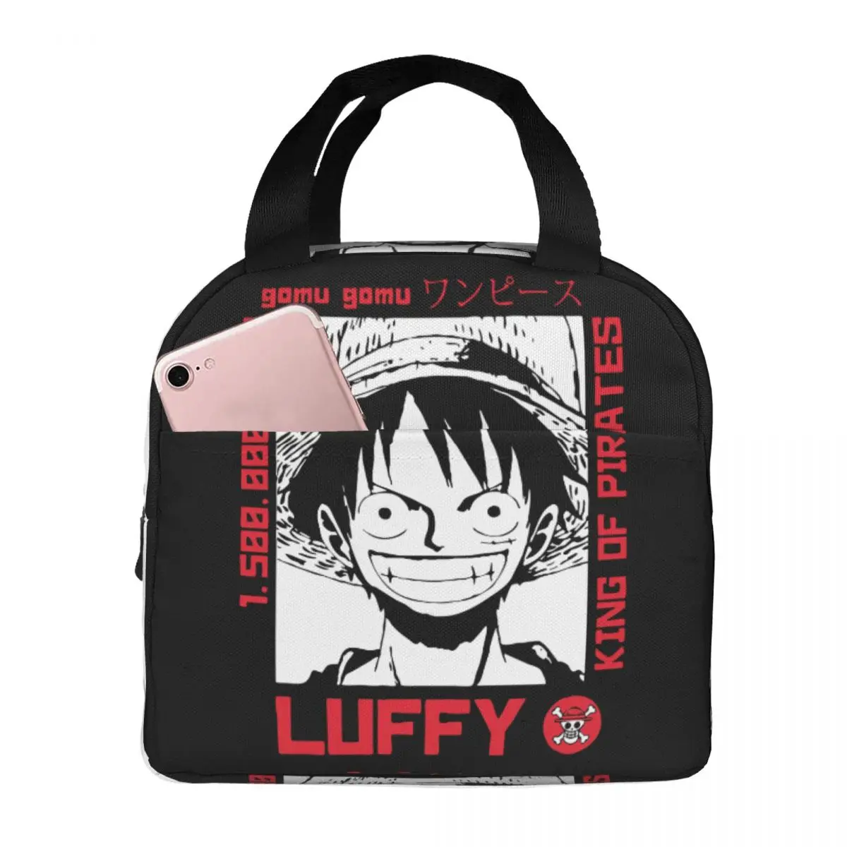 Lunch Bags for Men Women One Piece Monkey D Luffy Thermal Cooler Waterproof Picnic Anime Canvas Lunch Box Handbags