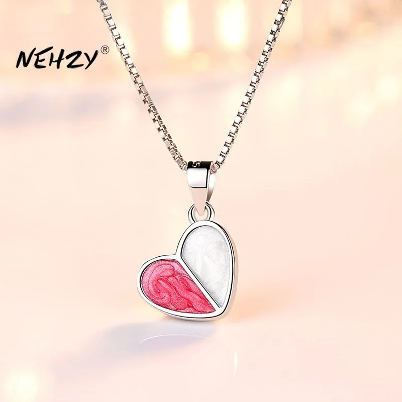 

NEHZY ожерелье с серебряным покрытием, подвеска, модные ювелирные изделия, новинка, женское высококачественное ожерелье с кристаллами в форме сердца длиной 45 см
