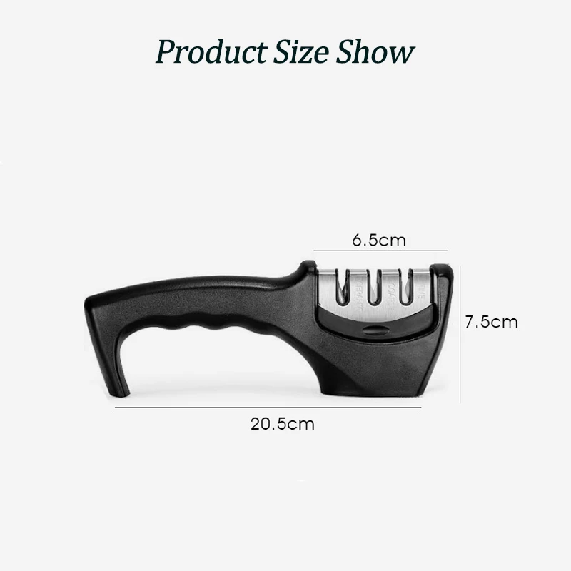 304 Stainless Steel Three-stage Sharpener Manual Household Fast Sharpener Handheld Kitchen Multi-functional Knife Sharpener
