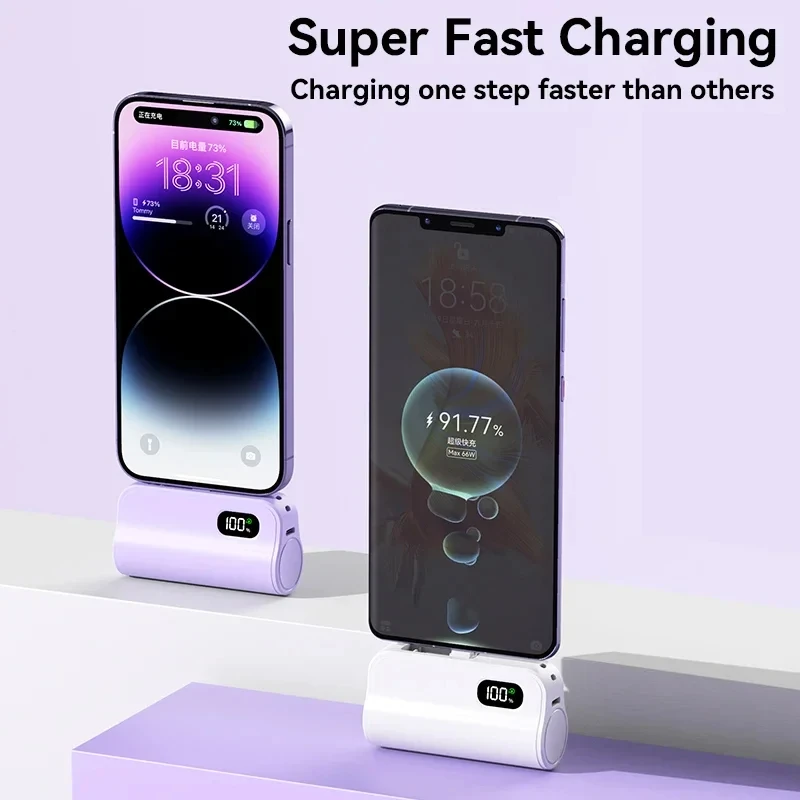 Фото VIVO 50000 мАч Power Bank Мини Lightning Type-C Кабели Цифровой дисплей большой емкости Портативная внешняя батарея с быстрой зарядкой №3