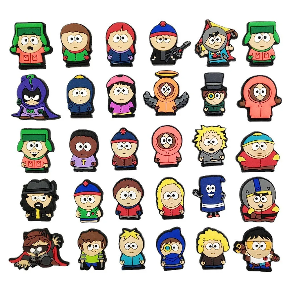 

30Pcs/set Hot Anime Character Shoe Charms Cute Cartoon PVC Shoe Accessories Decorative Croc Charms buckle Jibz Gift For Kids