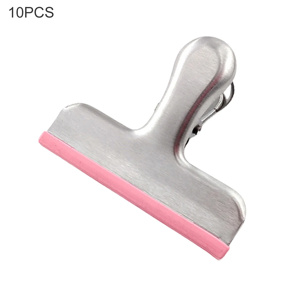 

10pcs Home Kitchen Stainless Steel Keep Fresh With Silicone Protection Food Storage Gadget Sealing Clip Practical Portable