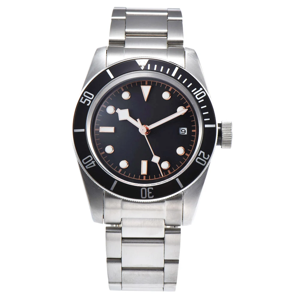 

Men's Automatic Mechanical Watch 41mm Watch Mesh Mineral Glass Luminous Watch 316L Steel Case Black Gold Calendar