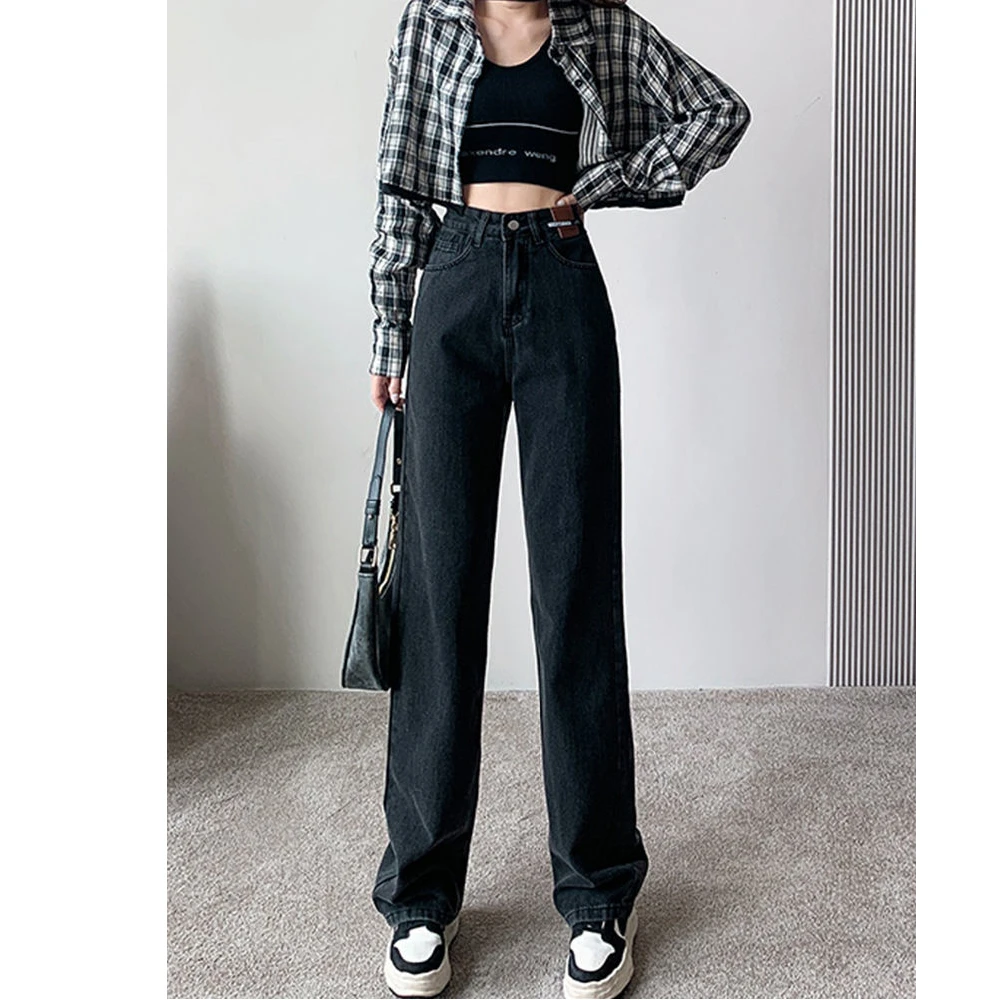 

Y2K Jeans Women Korean Fashion Baggy Vintage Streetwear Denim Trousers Boyfriend Black High Waist Wide Leg Clothes Woman