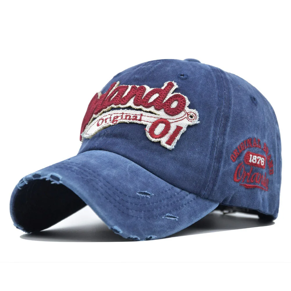 

Washed Baseball Hat Spring/Summer New Hat 3D Embroidered Letter Orlando Baseball Hat Men's and Women's Vintage Duck Tongue Hat