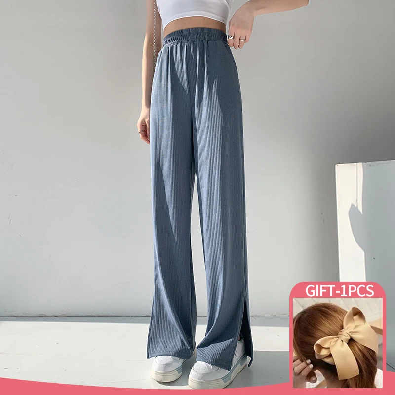 

Solid Color High Waist Pant Straight Outfits for Women Trousers Korean Fashion Girl Baggy Pants Soft Breathable Streetwear Women