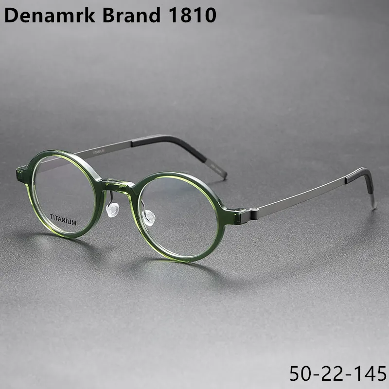 Denmark Brand Titanium Glasses Frame Men Women Retro Round Myopia Optical Eyewear Screwless Prescription Eyeglasses Frame 1810