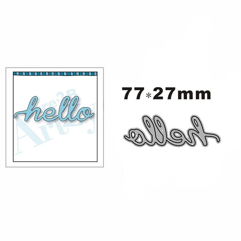 

New Connected Font Hello Metal Cutting Die Scrapbook Template Cutting Card Making Decorative Relief Photo Album Diy Crafts