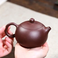 ball shaped infuser holes yixing zisha tea pot marked water lock purple grit xishi pot of tea handmade xishi