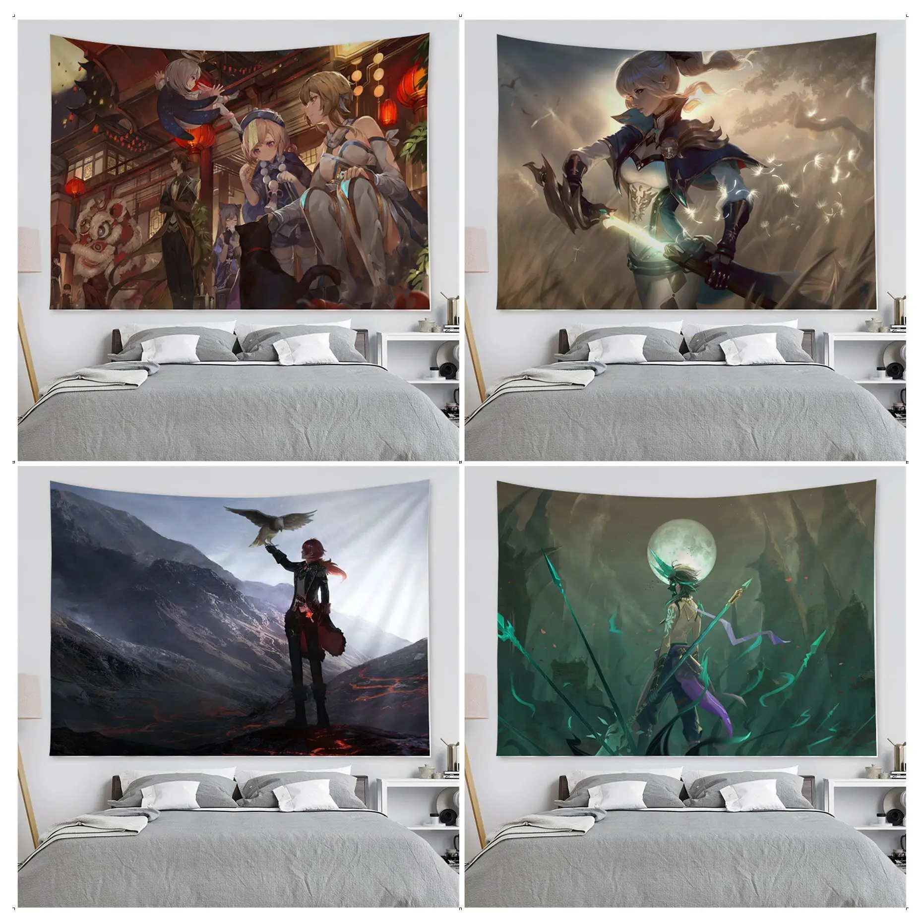 

Genshin Impact Hu Tao Kaedehara Ganyu Fischl Ayaka Wall Tapestry Art Science Fiction Room Home Decor Kawaii Room Decor