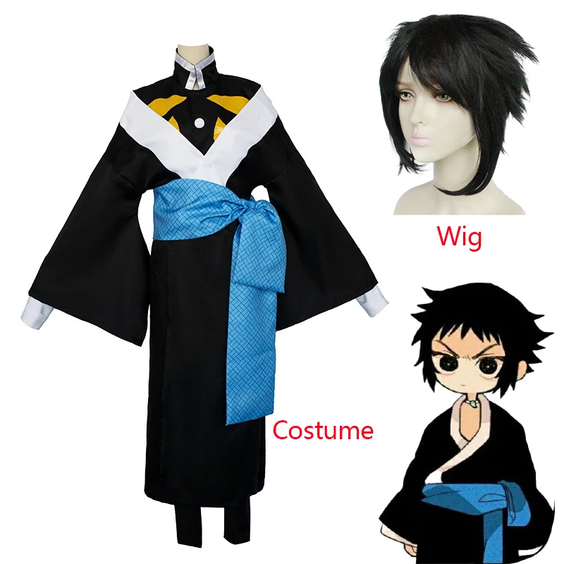 

Demon Slayer Kaigaku Cosplay Costumes Coat Pants Full Set Kimono Heat Resistant Synthetic Wig Anime Clothes Cosplay Costume Wigs